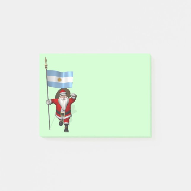 Santa Claus With Ensign Of Argentina Post-it Notes (Front)