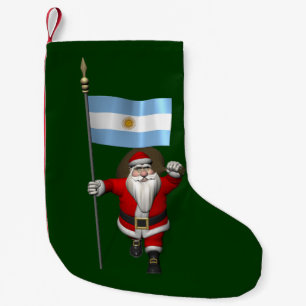 Santa Claus With Ensign Of Argentina Small Christmas Stocking