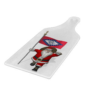 Santa Claus With Ensign Of Arkansas Cutting Board