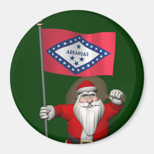 Santa Claus With Ensign Of Arkansas Magnet