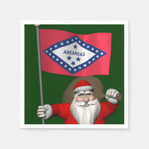 Santa Claus With Ensign Of Arkansas Napkin