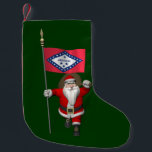 Santa Claus With Ensign Of Arkansas Small Christmas Stocking<br><div class="desc">background colour can be changed: CUSTOMIZE it
 father christmas visiting the Natural State</div>