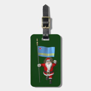 Santa Claus With Ensign Of Aruba Luggage Tag