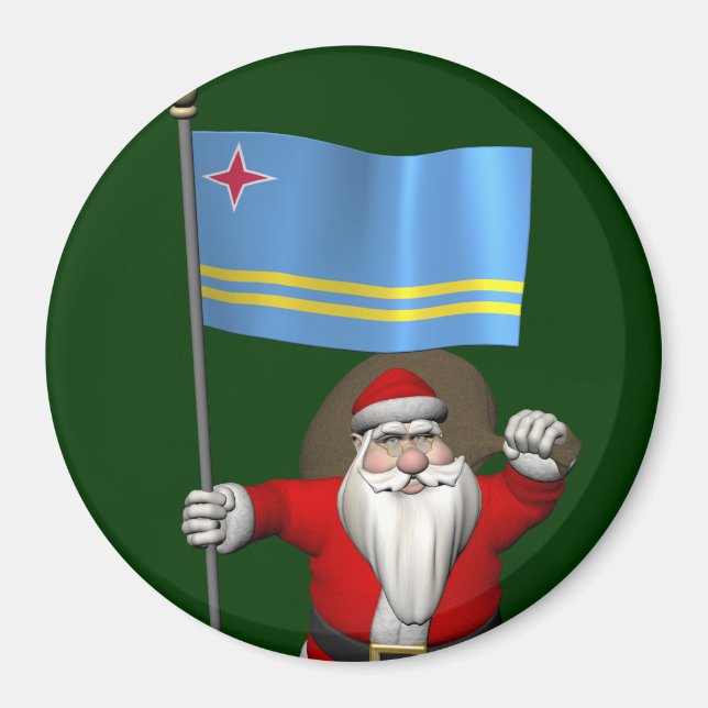 Santa Claus With Ensign Of Aruba Magnet (Front)
