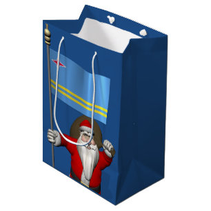 Santa Claus With Ensign Of Aruba Medium Gift Bag