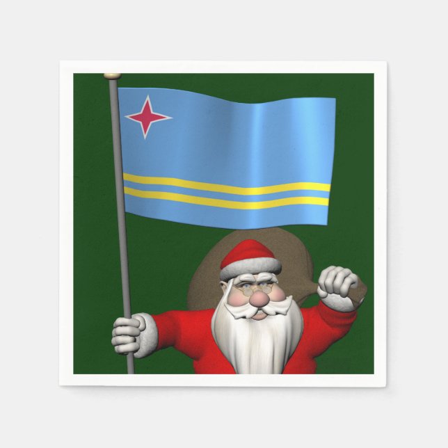 Santa Claus With Ensign Of Aruba Napkin (Front)