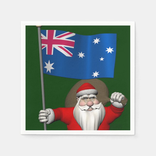 Santa Claus With Ensign Of Australia Napkin (Front)