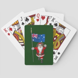 Santa Claus With Ensign Of Australia Playing Cards