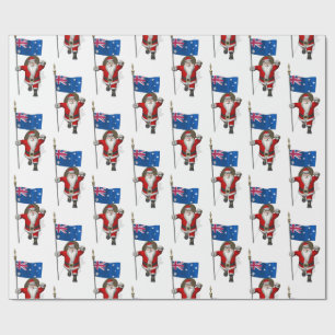 Santa Claus With Ensign Of Australia Wrapping Paper