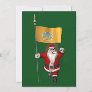 Santa Claus With Ensign Of Bali Holiday Card
