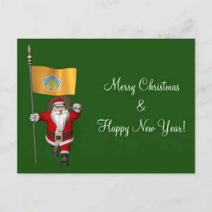 Santa Claus With Ensign Of Bali Holiday Postcard