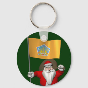 Santa Claus With Ensign Of Bali Key Ring