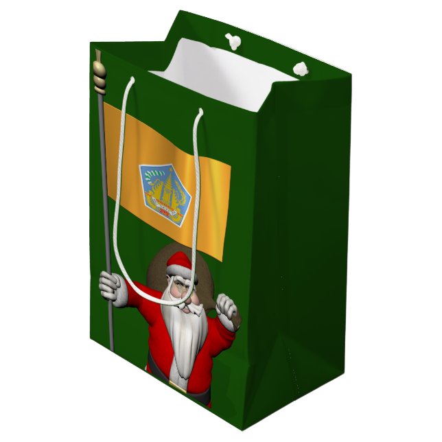 Santa Claus With Ensign Of Bali Medium Gift Bag (Front Angled)