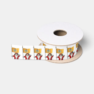 Santa Claus With Ensign Of Bali Satin Ribbon
