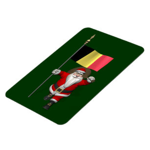 Santa Claus With Ensign Of Belgium Magnet