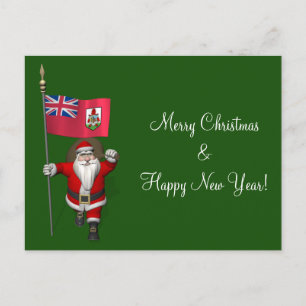 Santa Claus With Ensign Of Bermuda Holiday Postcard
