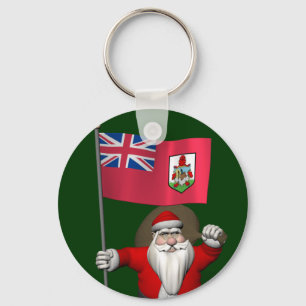 Santa Claus With Ensign Of Bermuda Key Ring