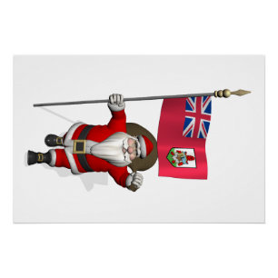 Santa Claus With Ensign Of Bermuda Poster
