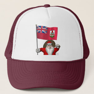Santa Claus With Ensign Of Bermuda Trucker Hat