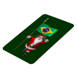 Santa Claus With Ensign Of Brazil Magnet