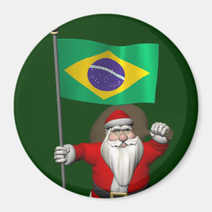 Santa Claus With Ensign Of Brazil Magnet