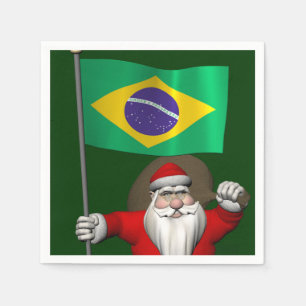 Santa Claus With Ensign Of Brazil Napkin