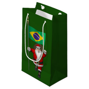 Santa Claus With Ensign Of Brazil Small Gift Bag