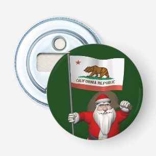 Santa Claus With Ensign Of California Bottle Opener
