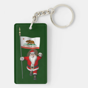 Santa Claus With Ensign Of California Key Ring