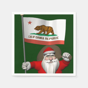 Santa Claus With Ensign Of California Napkin