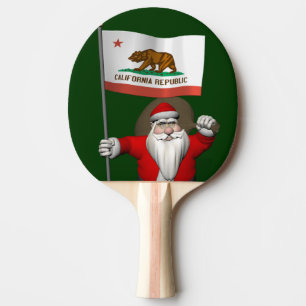 Santa Claus With Ensign Of California Ping Pong Paddle
