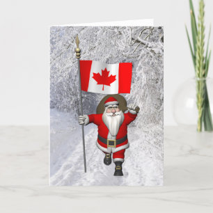 Santa Claus With Ensign Of Canada Holiday Card