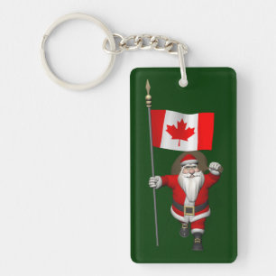 Santa Claus With Ensign Of Canada Key Ring