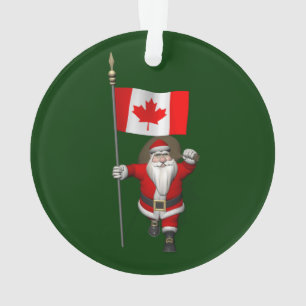 Santa Claus With Ensign Of Canada Ornament