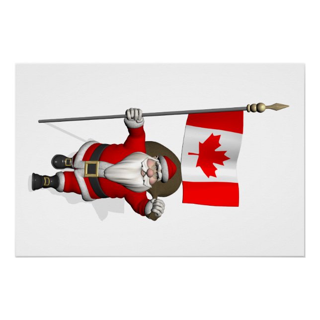 Santa Claus With Ensign Of Canada Poster (Front)
