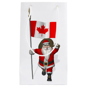 Santa Claus With Ensign Of Canada Small Gift Bag