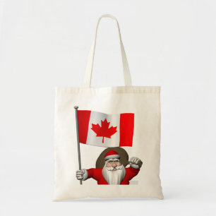 Santa Claus With Ensign Of Canada Tote Bag