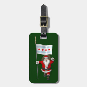 Santa Claus With Ensign Of Chicago Luggage Tag