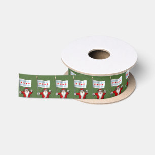 Santa Claus With Ensign Of Chicago Satin Ribbon
