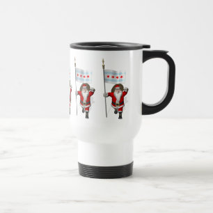 Santa Claus With Ensign Of Chicago Travel Mug