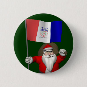 Santa Claus With Ensign Of Cleveland 6 Cm Round Badge