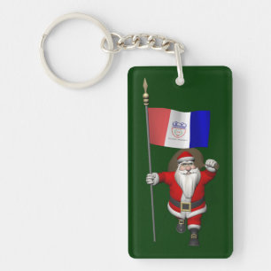 Santa Claus With Ensign Of Cleveland Key Ring