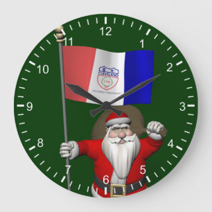 Santa Claus With Ensign Of Cleveland Large Clock