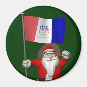 Santa Claus With Ensign Of Cleveland Magnet