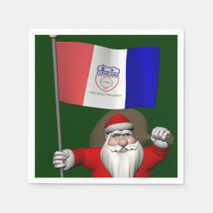 Santa Claus With Ensign Of Cleveland Napkin
