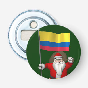 Santa Claus With Ensign Of Colombia Bottle Opener