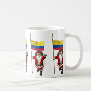 Santa Claus With Ensign Of Colombia Coffee Mug