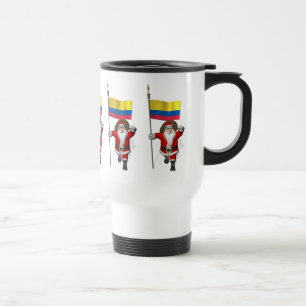 Santa Claus With Ensign Of Colombia Travel Mug