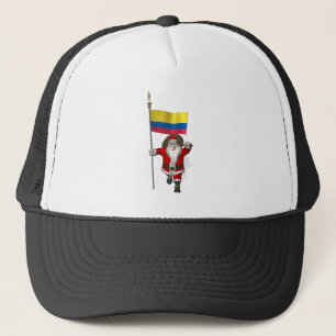 Santa Claus With Ensign Of Colombia Trucker Hat