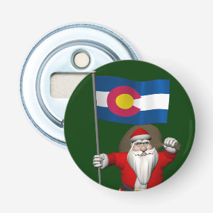 Santa Claus With Ensign Of Colorado Bottle Opener